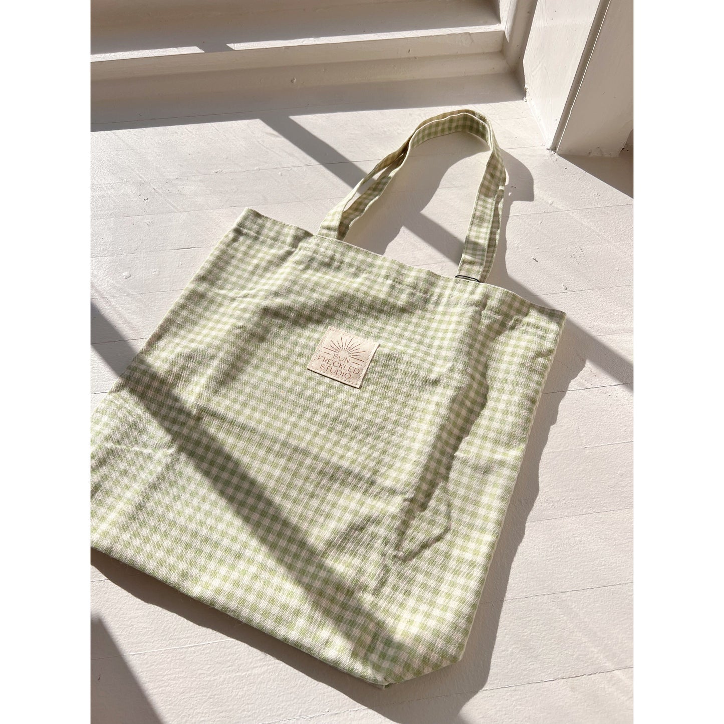 Sage Gingham Tote