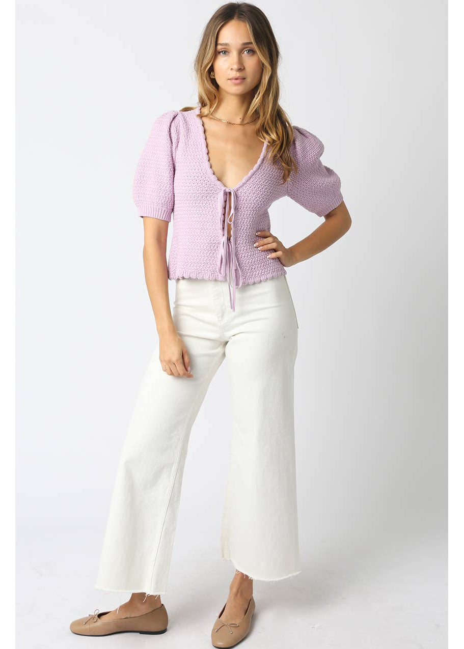 Front Tie Top in Lavender