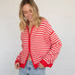 Red & White Zip Up Hoodie