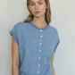 Piper Cardigan in Dusty Blue Pin Stripe
