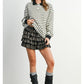Plaid Tiered Ruffle Skort in Grey
