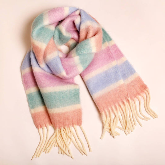 Pastel Stripe Winter Scarf