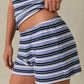 Mid Waist Beach Day Stripe Shorts