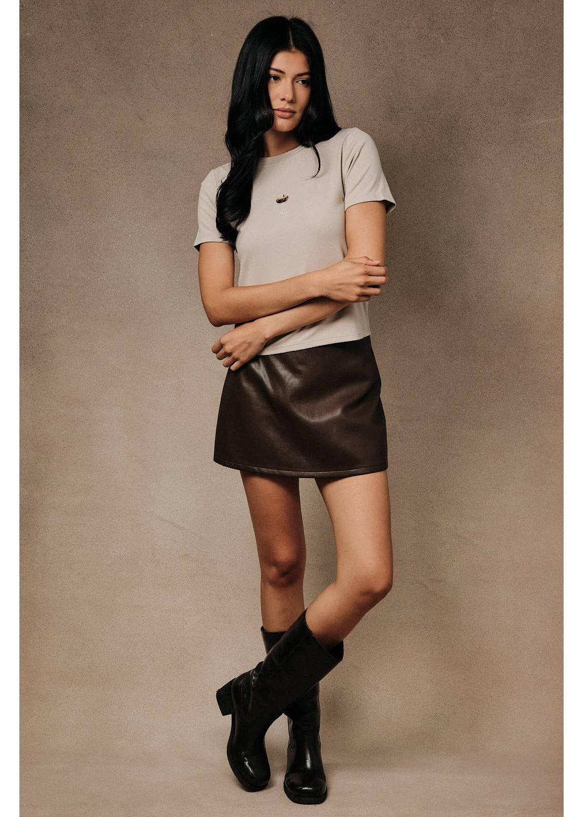 Faux Leather High Waisted Skort