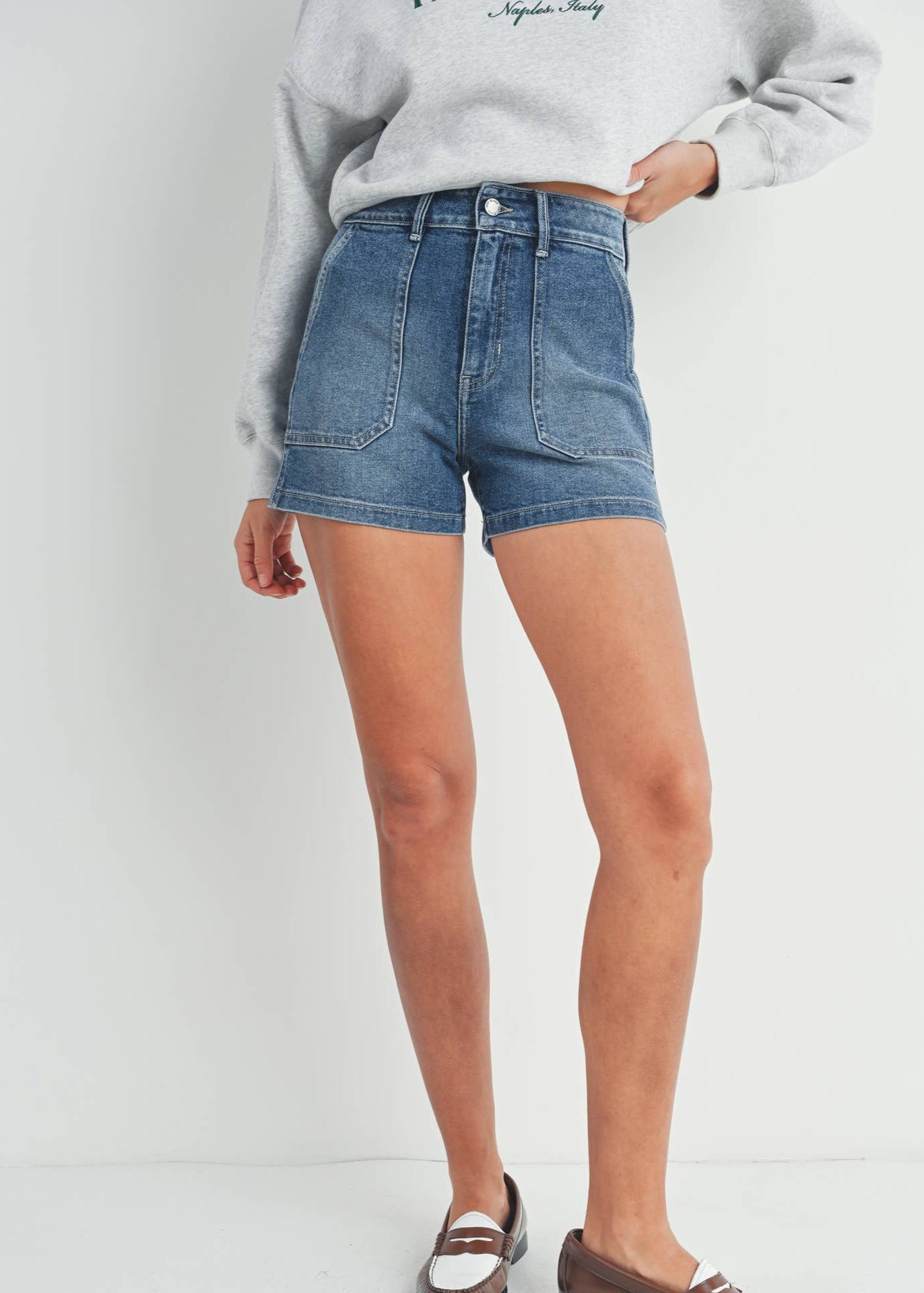 High Rise Utility Cargo Shorts