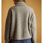 Multi Stripe Sherpa Half Zip Pullover in Grey/Purple