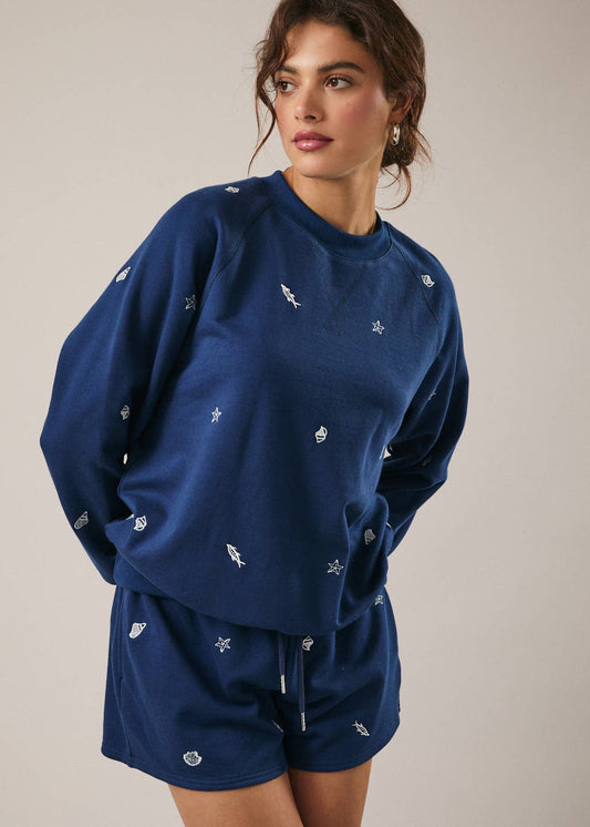 Crew Neck Long Sleeve Marine Pullover