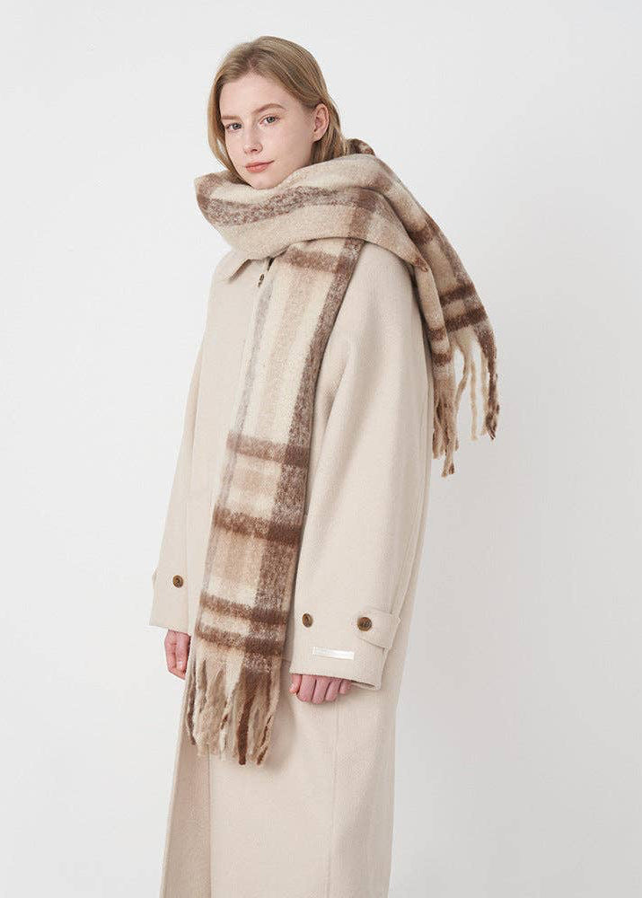 Beige Plaid Scarf