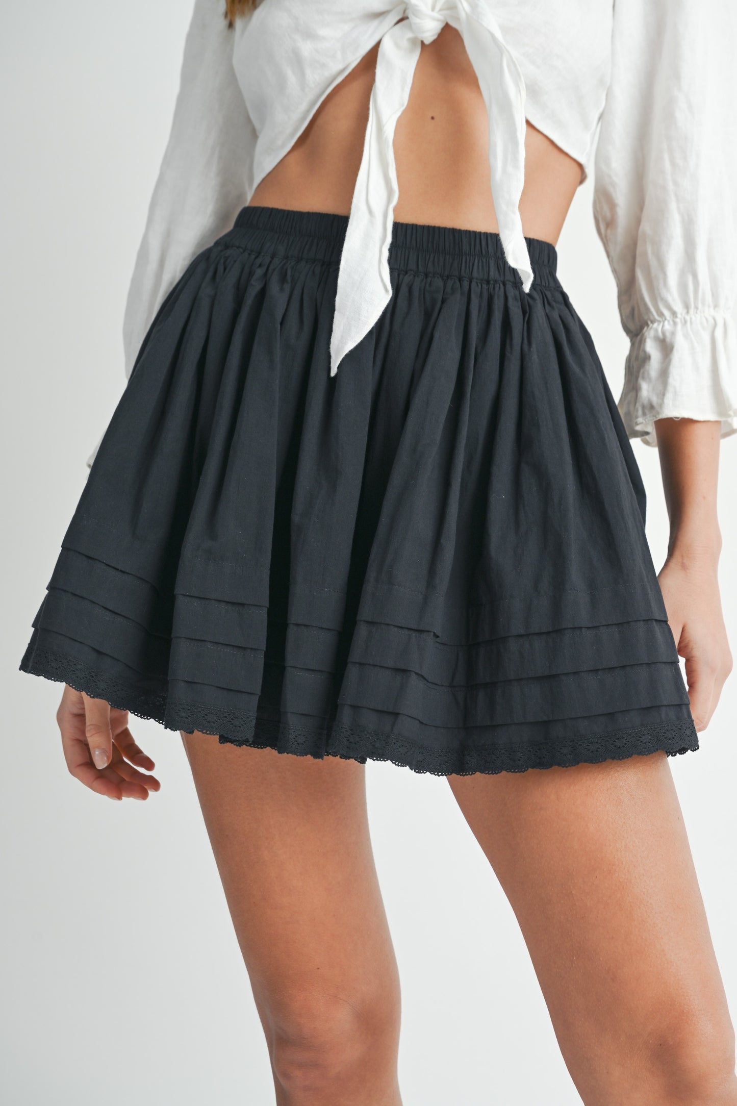 Twilight Twirl Tiered Frill Skirt in Black