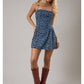 Spaghetti Strap Drop Waist Denim Mini Dress