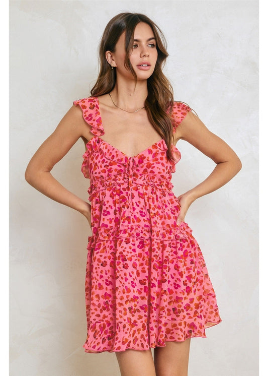 Pink Tiered Ruffle Mini Dress