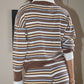 Striped Knit Collar Sweater