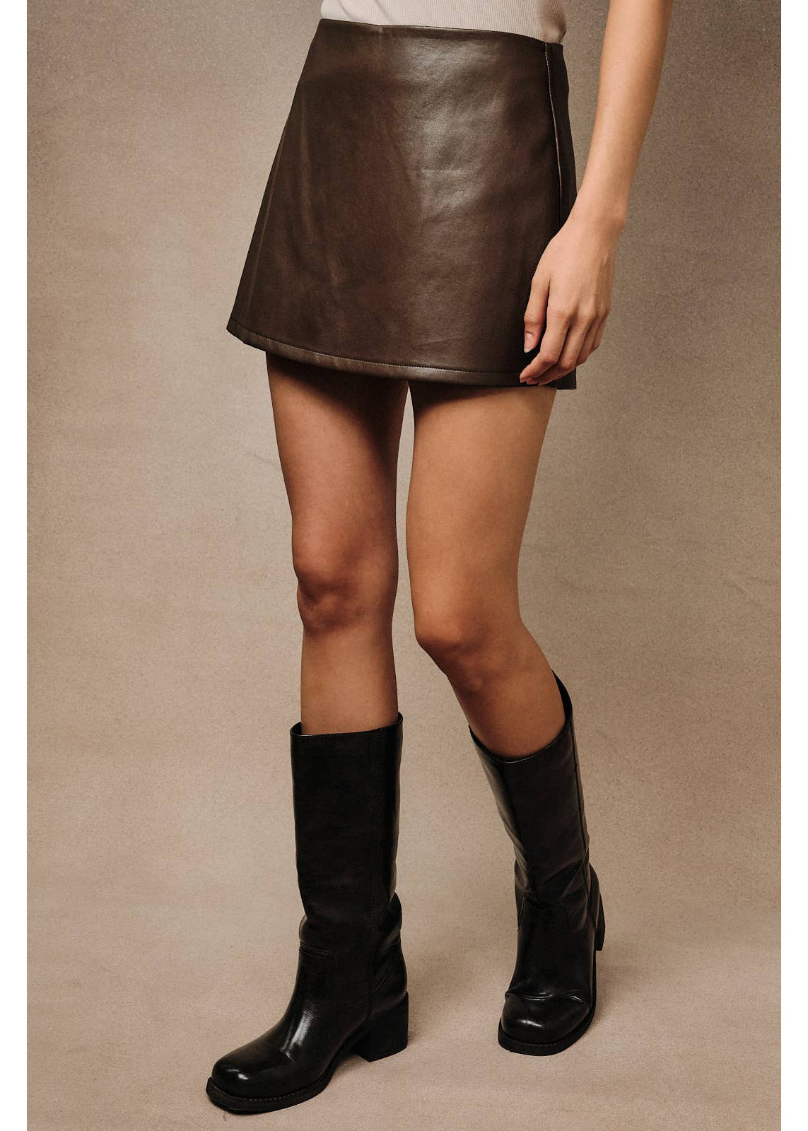 Faux Leather High Waisted Skort