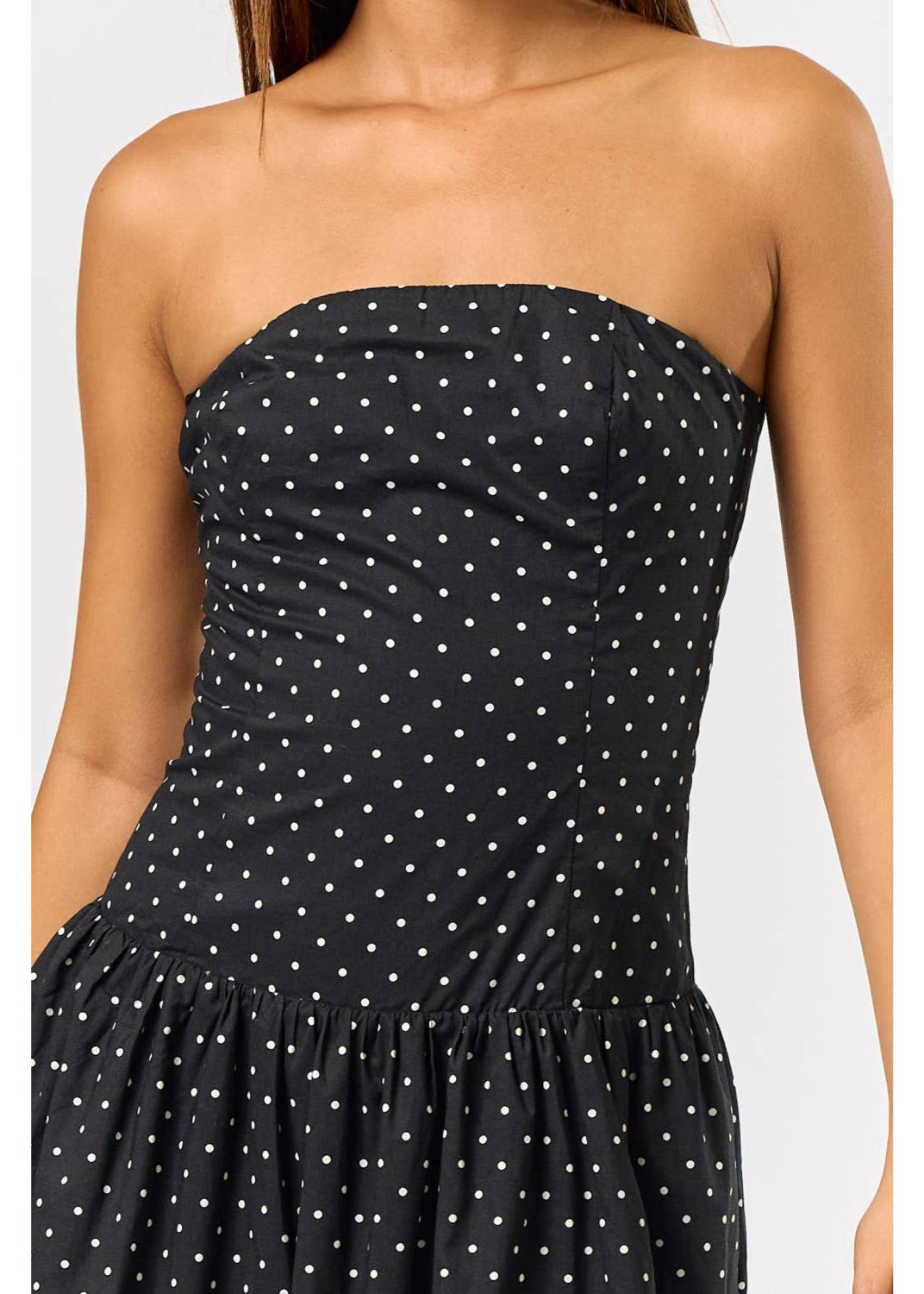 Strapless Polka Dot Tube Maxi Dress