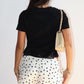 Lace Trim Short Sleeve Tee in Black