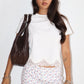 Lace Trim Short Sleeve in White