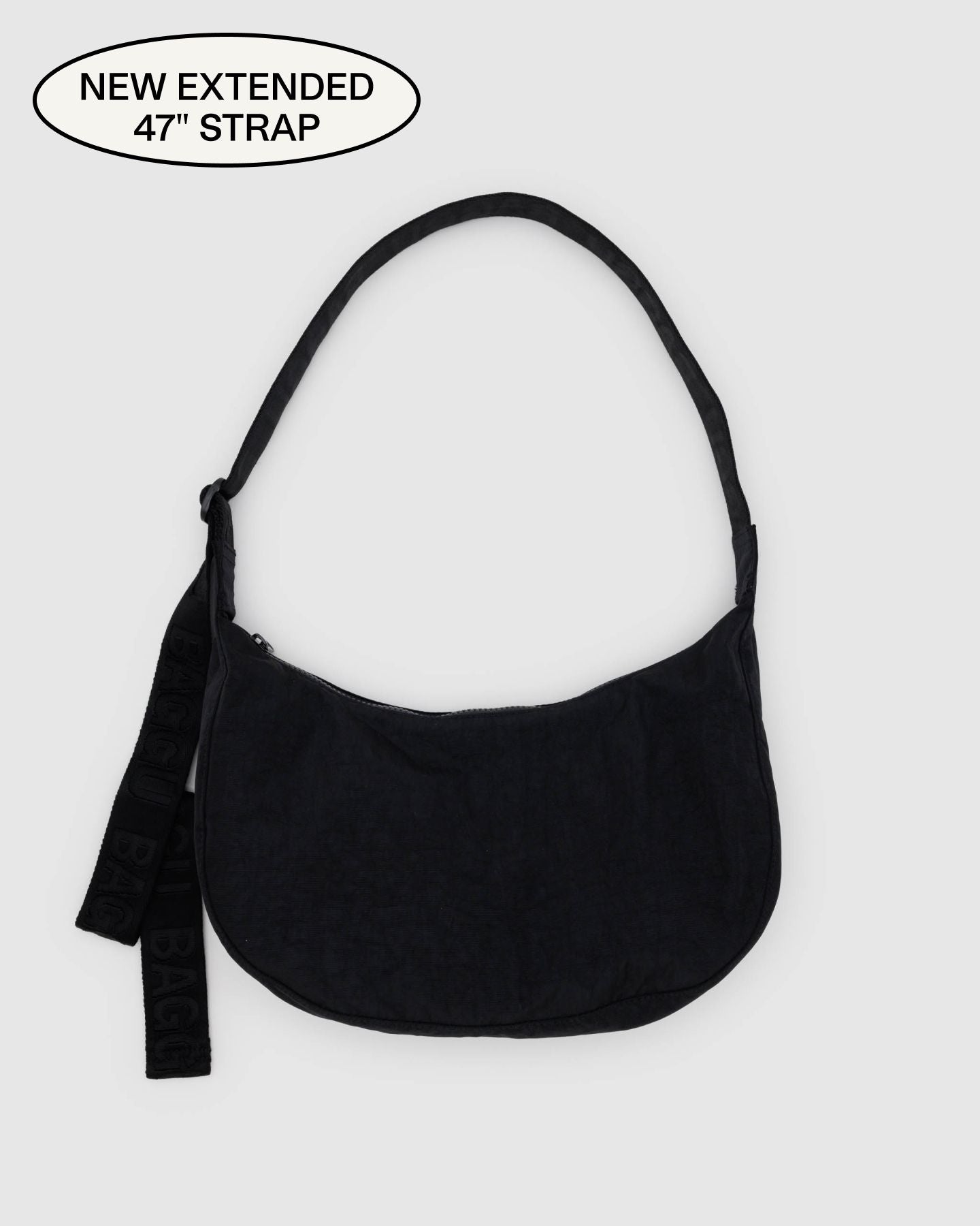 Medium Nylon Crescent Bag in Black by Baggu