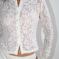 Lace Button Front Cardigan in White