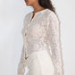 Lace Button Front Cardigan in White