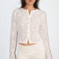 Lace Button Front Cardigan in White