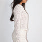 Lace Button Front Cardigan in White