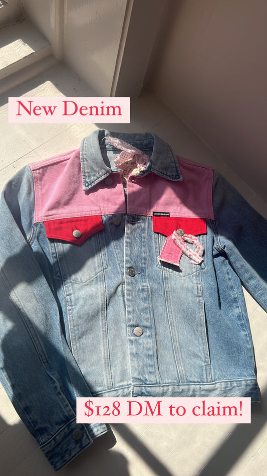 Repurposed Denim Jacket with Florals