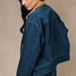 Contrast Collar Plaid Cuff Corduroy Button Front Barn Jacket