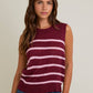 Striped Round Neck Sleeveless Sweater Top