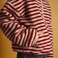 Multi Stripe Sherpa Half Zip Pullover in Red