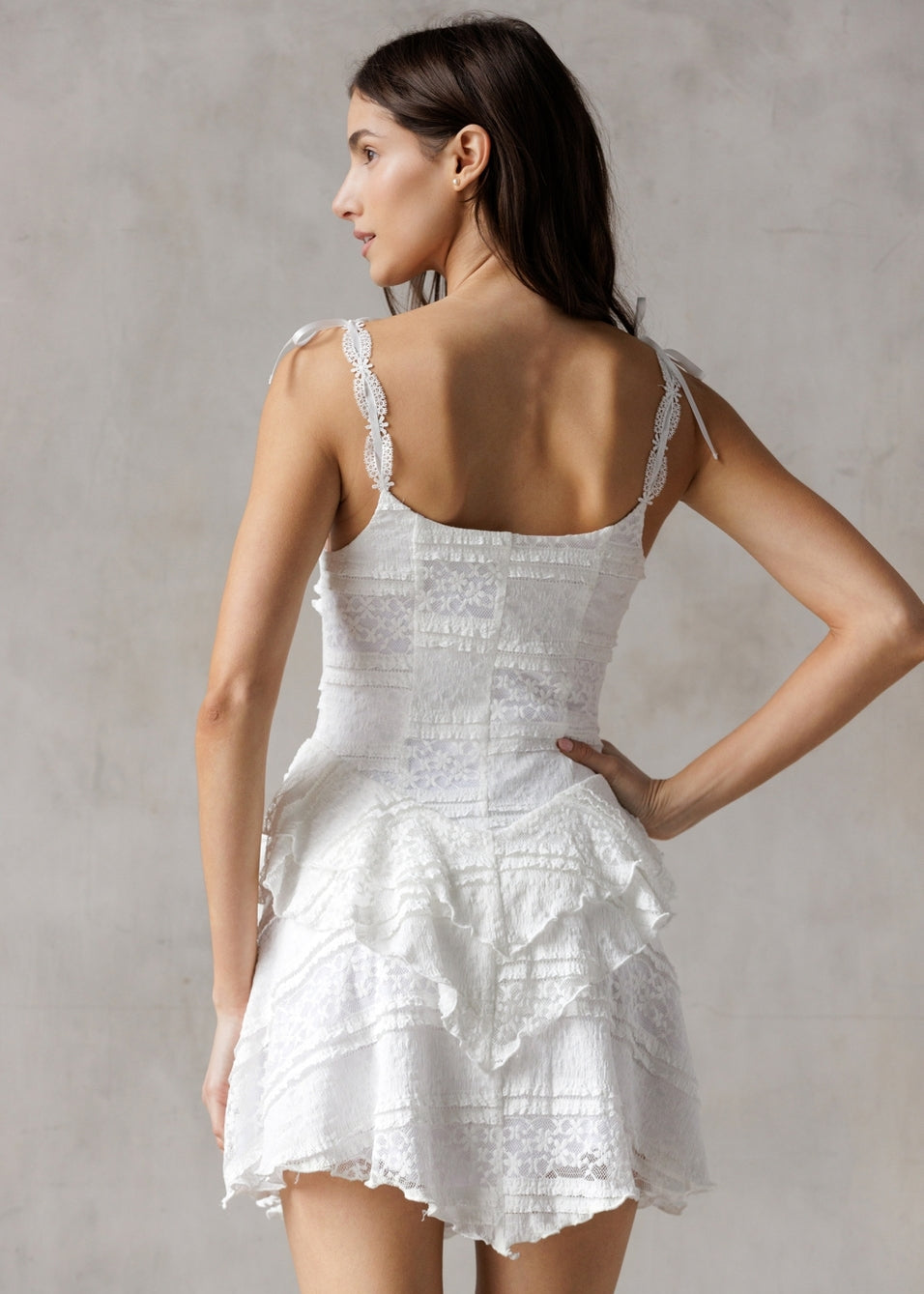 White Ruffle Mini Dress