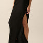 Black Solid Knitted Maxi Skirt