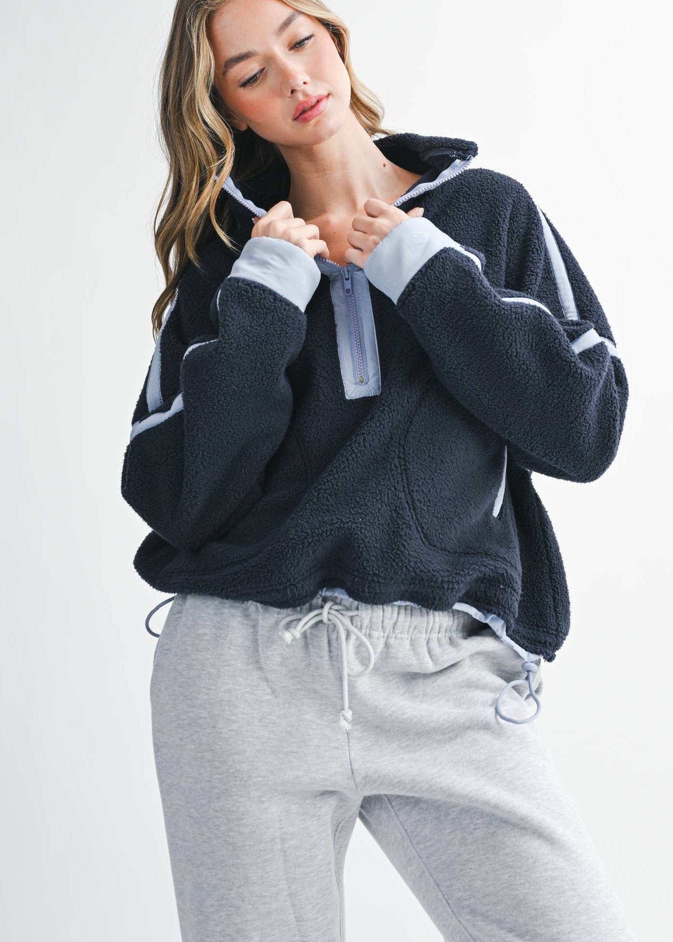 Trim Fleece Half-Zip in Navy
