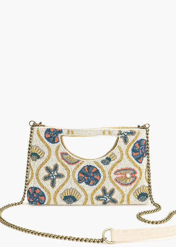 Sunlit Shore Beaded Clutch Bag