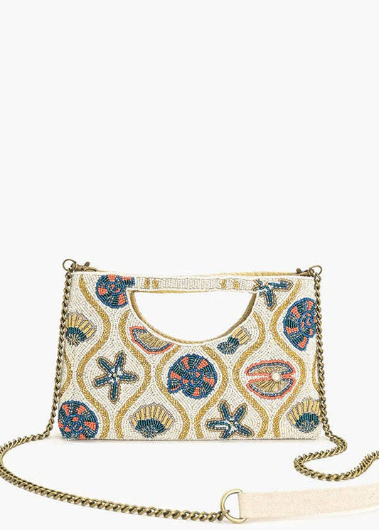 Sunlit Shore Beaded Clutch Bag
