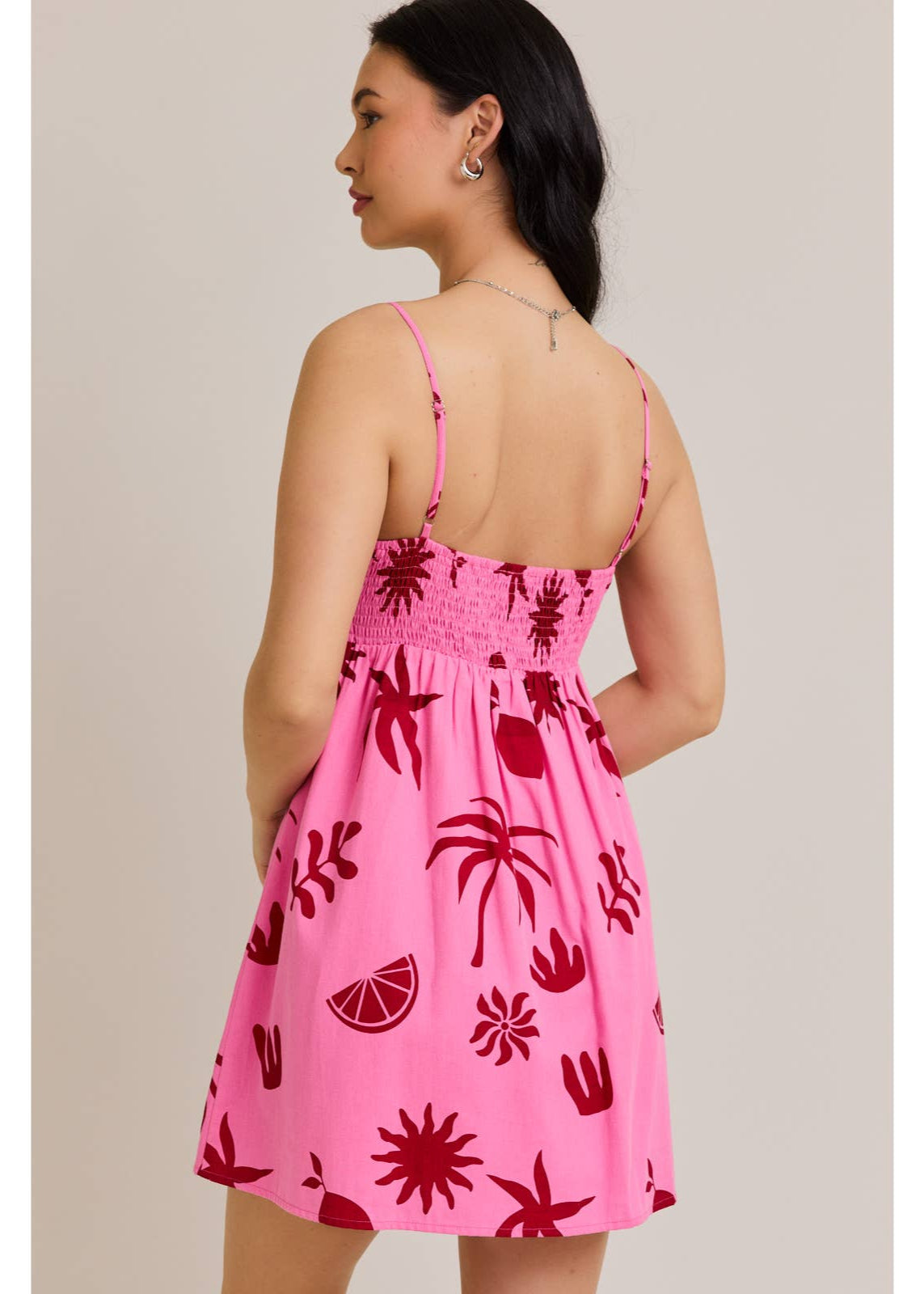 Pink Palms Mini Dress