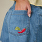 Chili & Lime Embroidered Denim Style Shorts