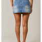 Mid Waist Denim Skirt with Gingham Waist