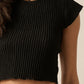 Knitted Open-Back Short Sleeve Top