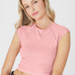 Vintage Exposed Seam Crop in Blue & Pink