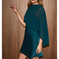 Satin Bias Slip Mini Dress with Sheer Cape
