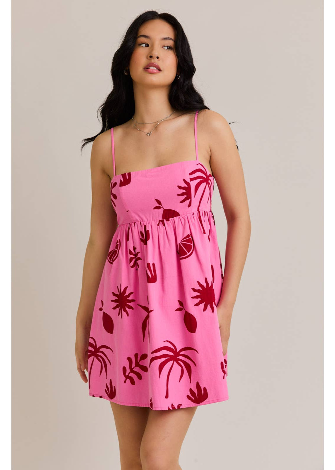 Pink Palms Mini Dress
