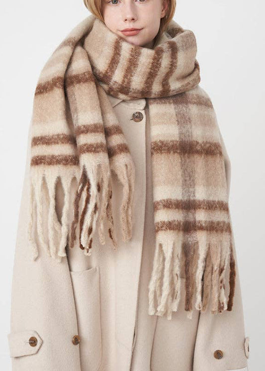 Beige Plaid Scarf