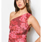 Floral Mesh Top w/ Asymmetric Neck Line