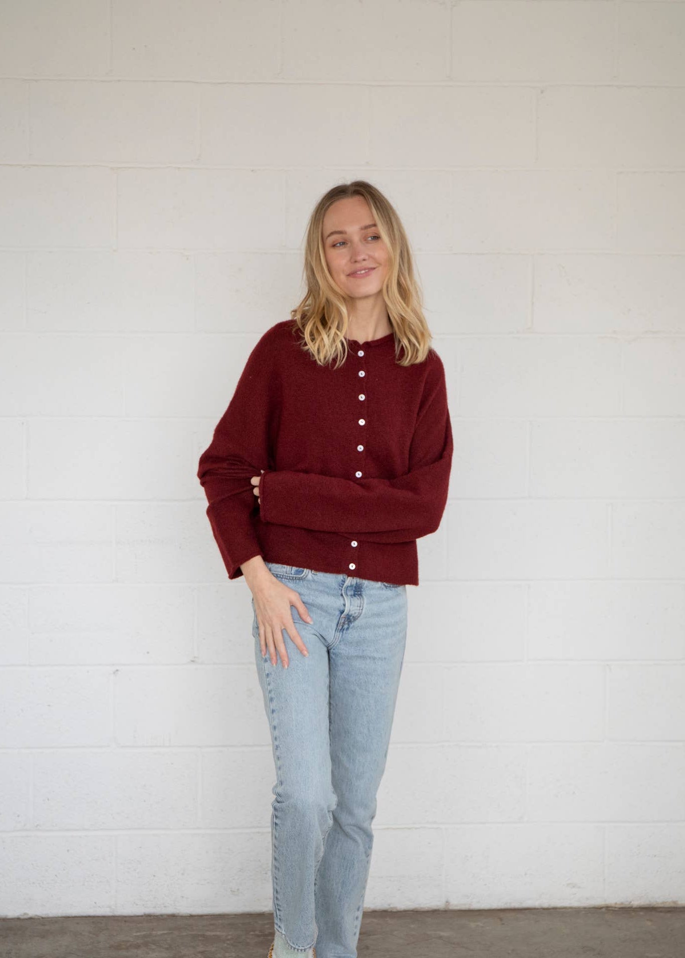 Clara Cardigan in Wine