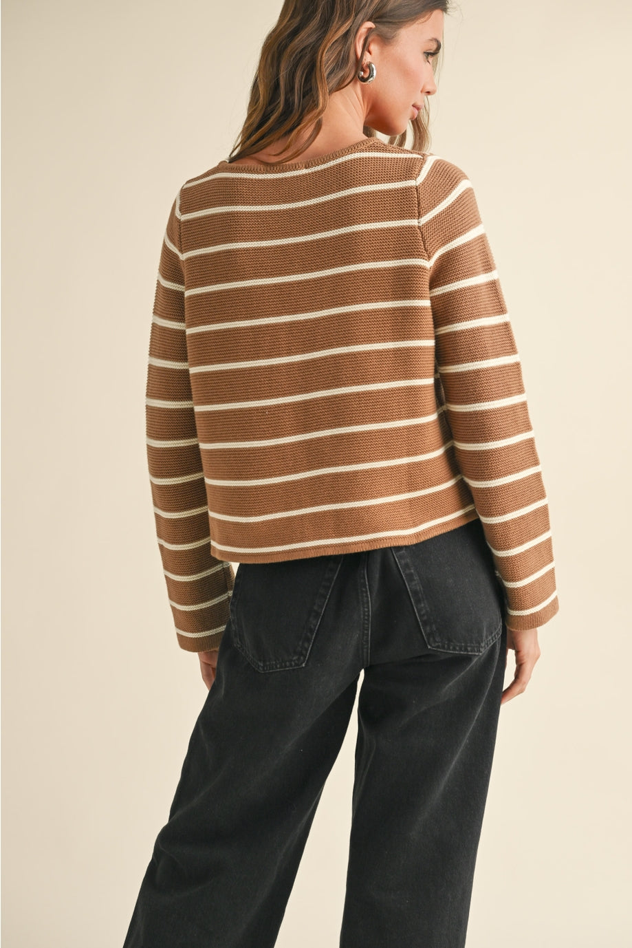 Striped Front Tie Cardigan