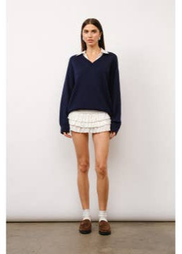 V-Neck Layered Sweater in Navy