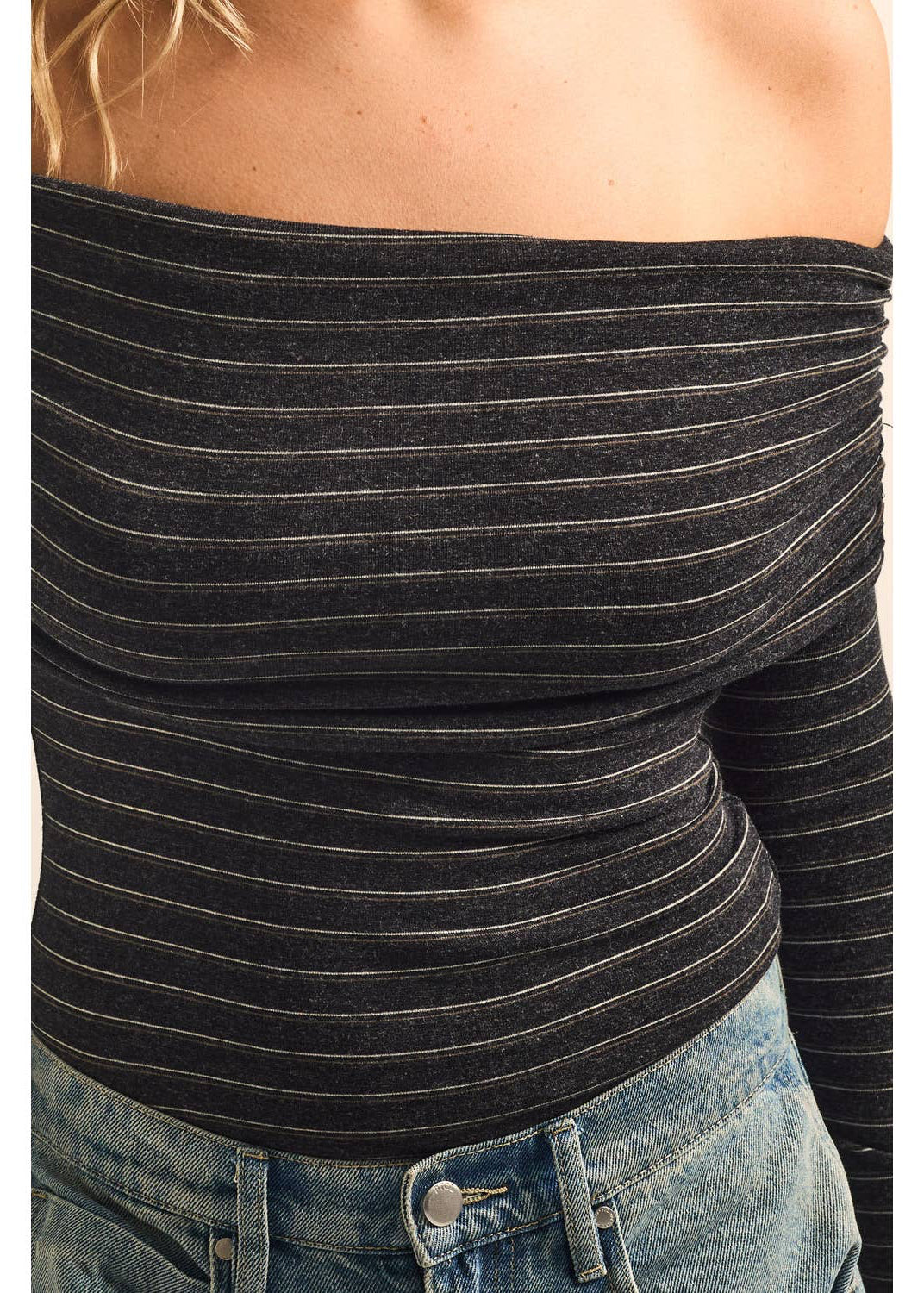 Striped Knit Off The Shoulder Top