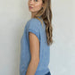 Piper Cardigan in Dusty Blue Pin Stripe