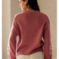 Floral Detail Crewneck Sweater in Pink
