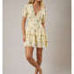 Puff Short Sleeve V-Neck Tiered Dress
